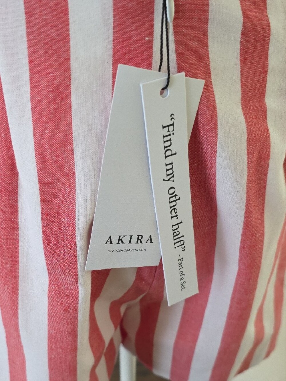 AKIRA Pink and White Striped Lace-Up Pleaded Linen Shorts - Picture 2 of 5
